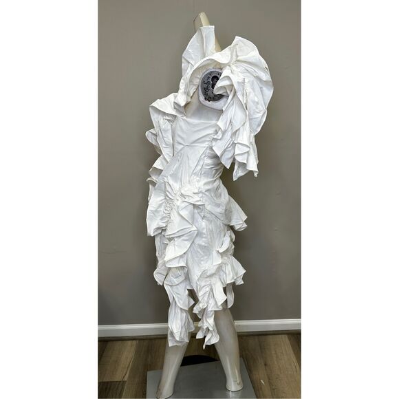 NWT AKNVAS Jagger Cutout Ruffle One-Shoulder Mini Dress White Size 6 $995 - Picture 5 of 12